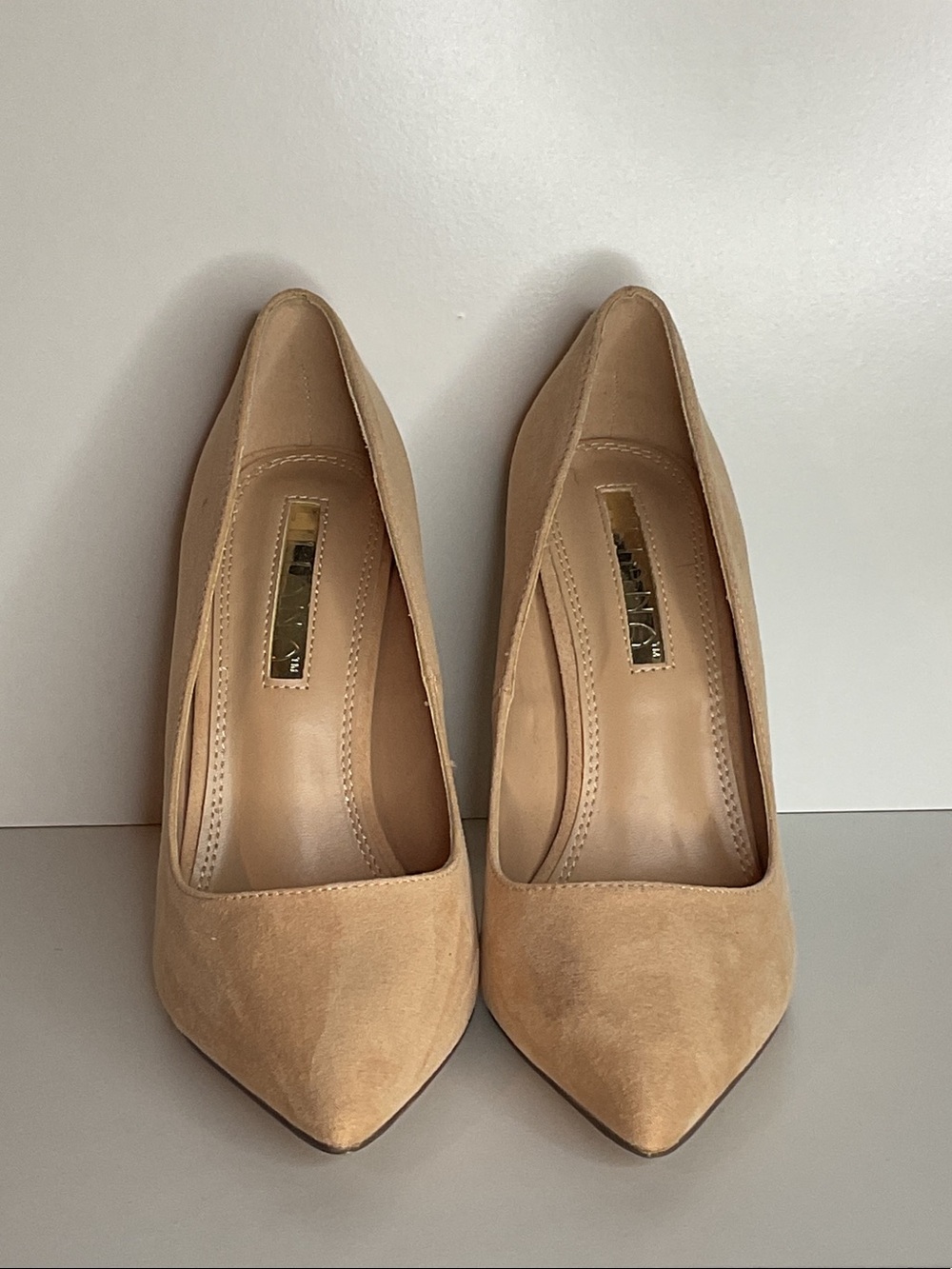 Velvet Classic Pointed-Toe Suede Pumps in Beige